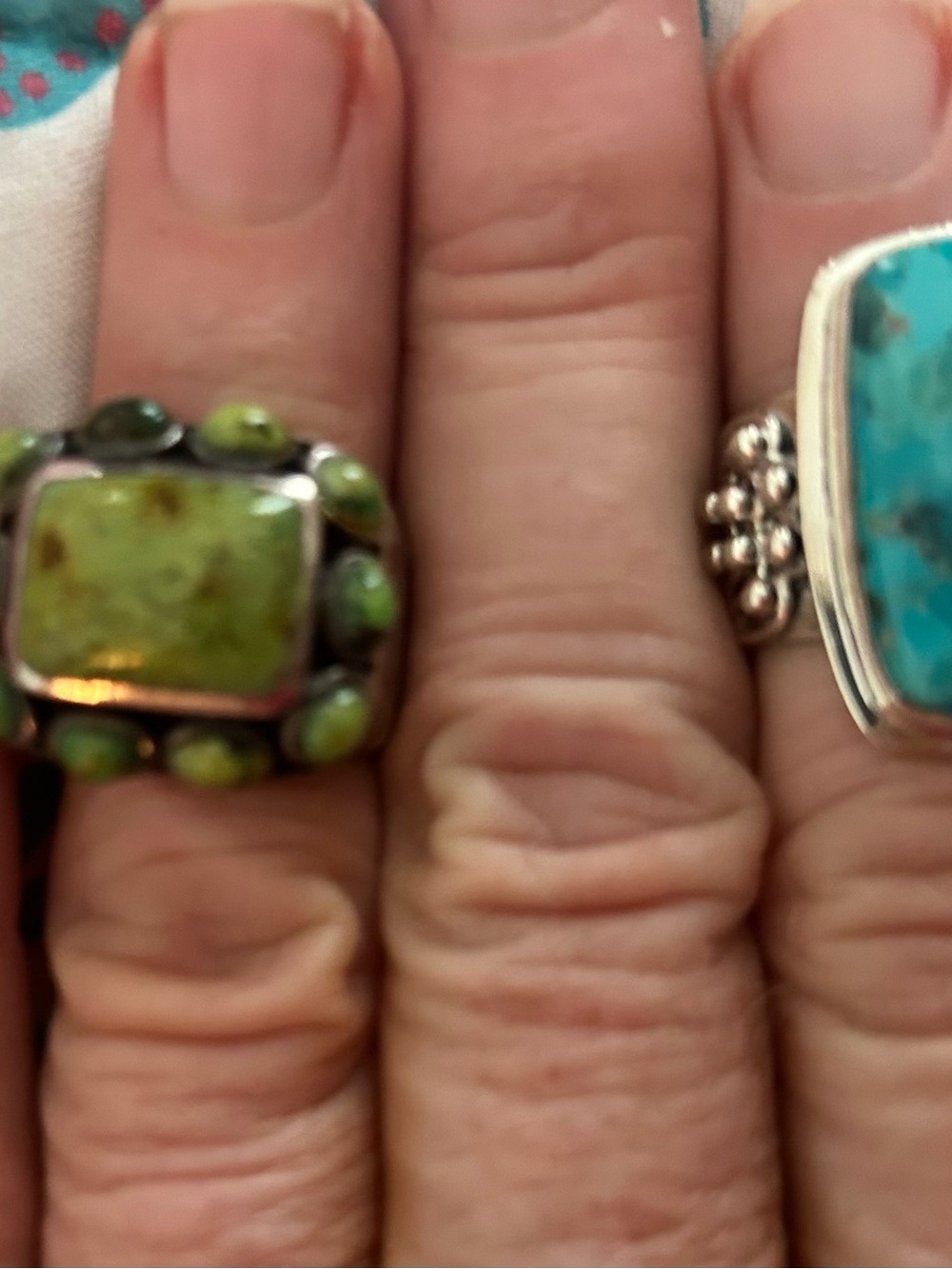 Green Turquoise Stone Silver Ring — Statement Women's Ring